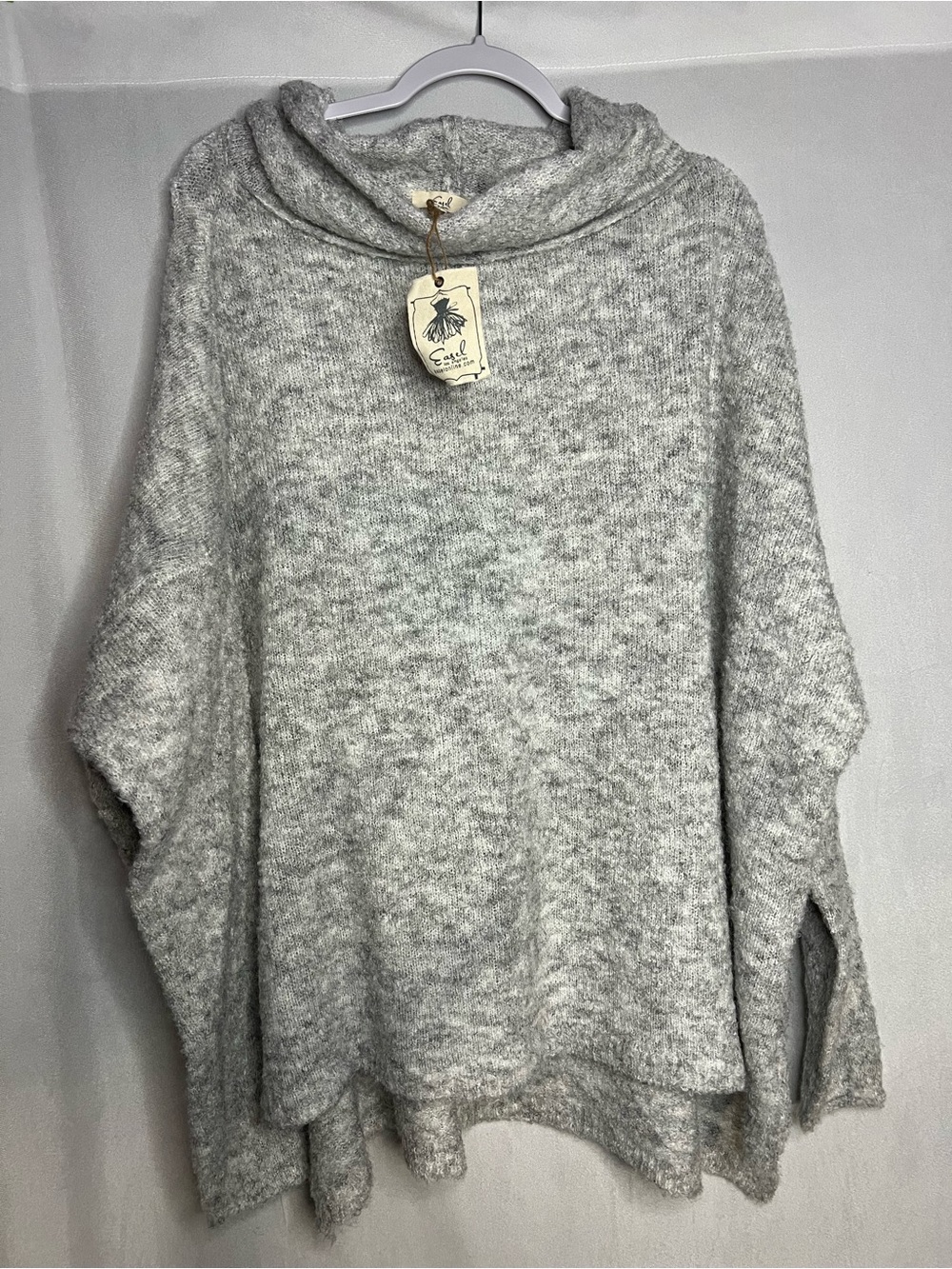NWT Easel 2x Oversized Heather Gray Cozy Cowl Neck Sweater PTP 33”